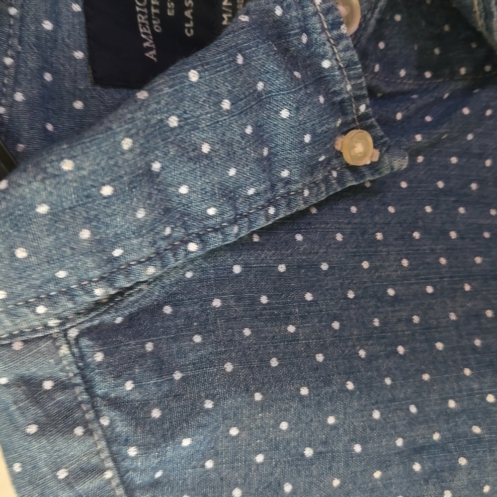 American Eagle Outfitters  Blue Short Sleeve Shirt - Picture 3 of 9
